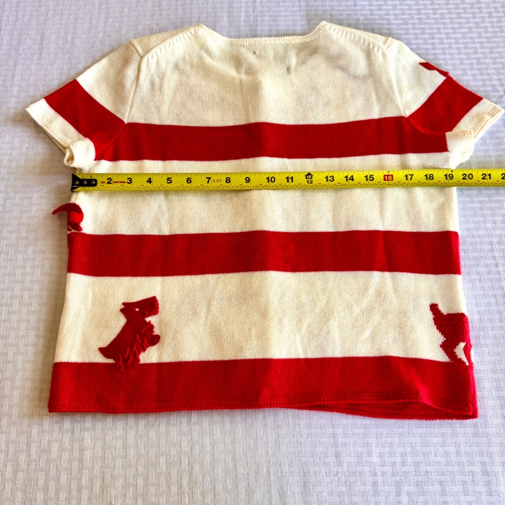 Michael Simon New York Rare Sample Dog Applique Art to Wear Cardigan Red White - Picture 16 of 16